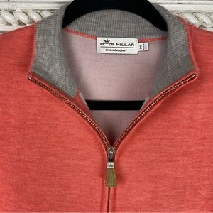 Peter Millar Crown Comfort Sweater 1/4 Zip, cashmere, size small, peachy color